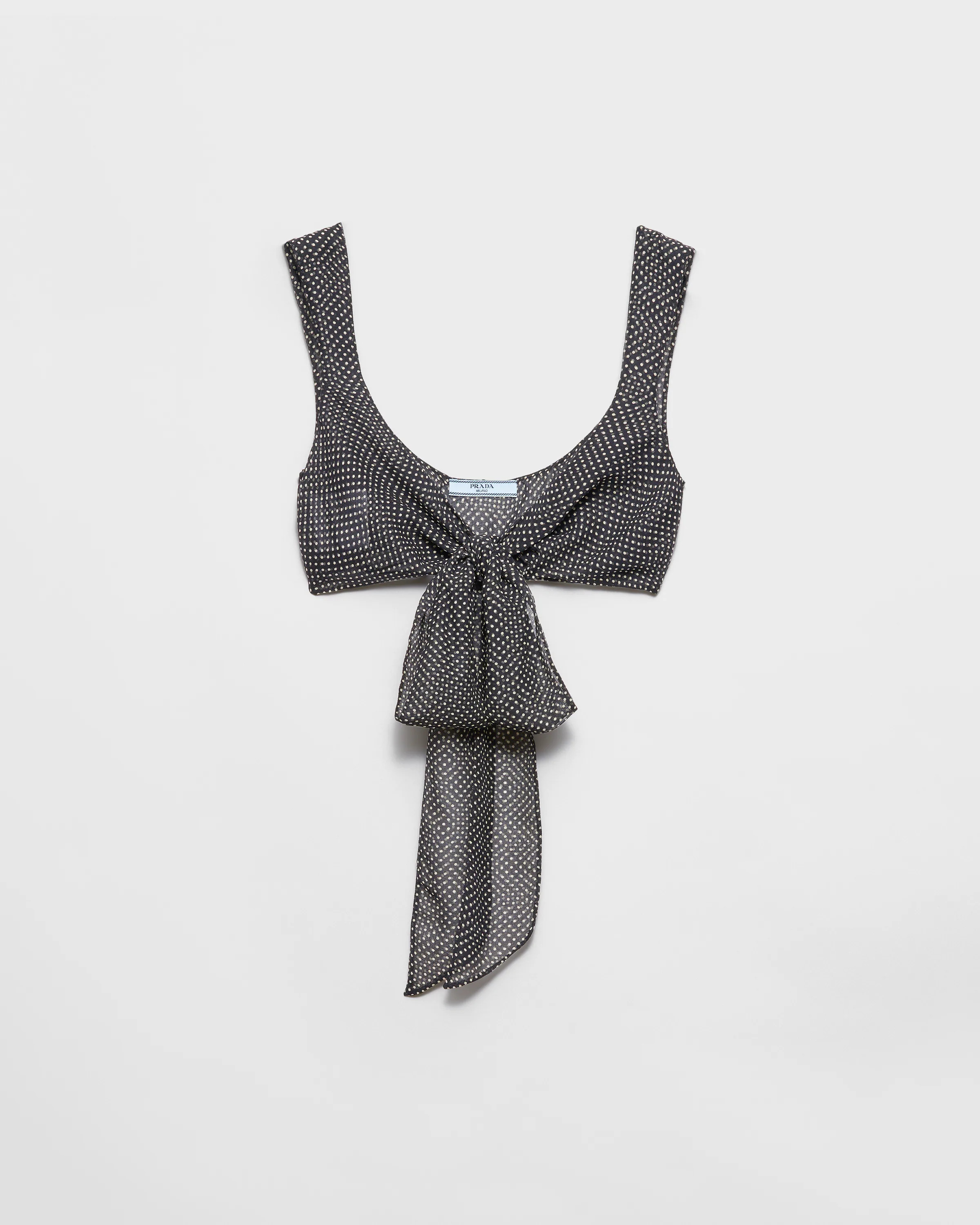 Polka-dot silk chiffon bralette top | Prada US