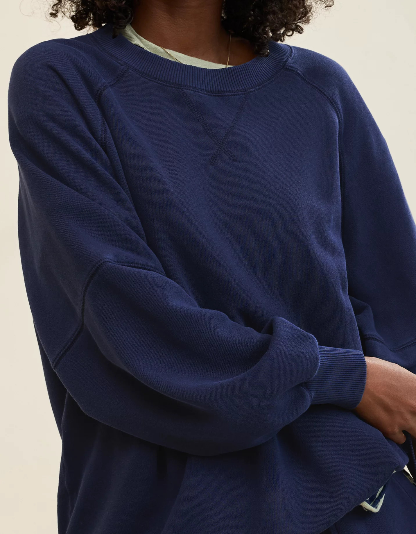 Aerie Go-To Boyfriend Sweatshirt Women's Navy XL | Aerie