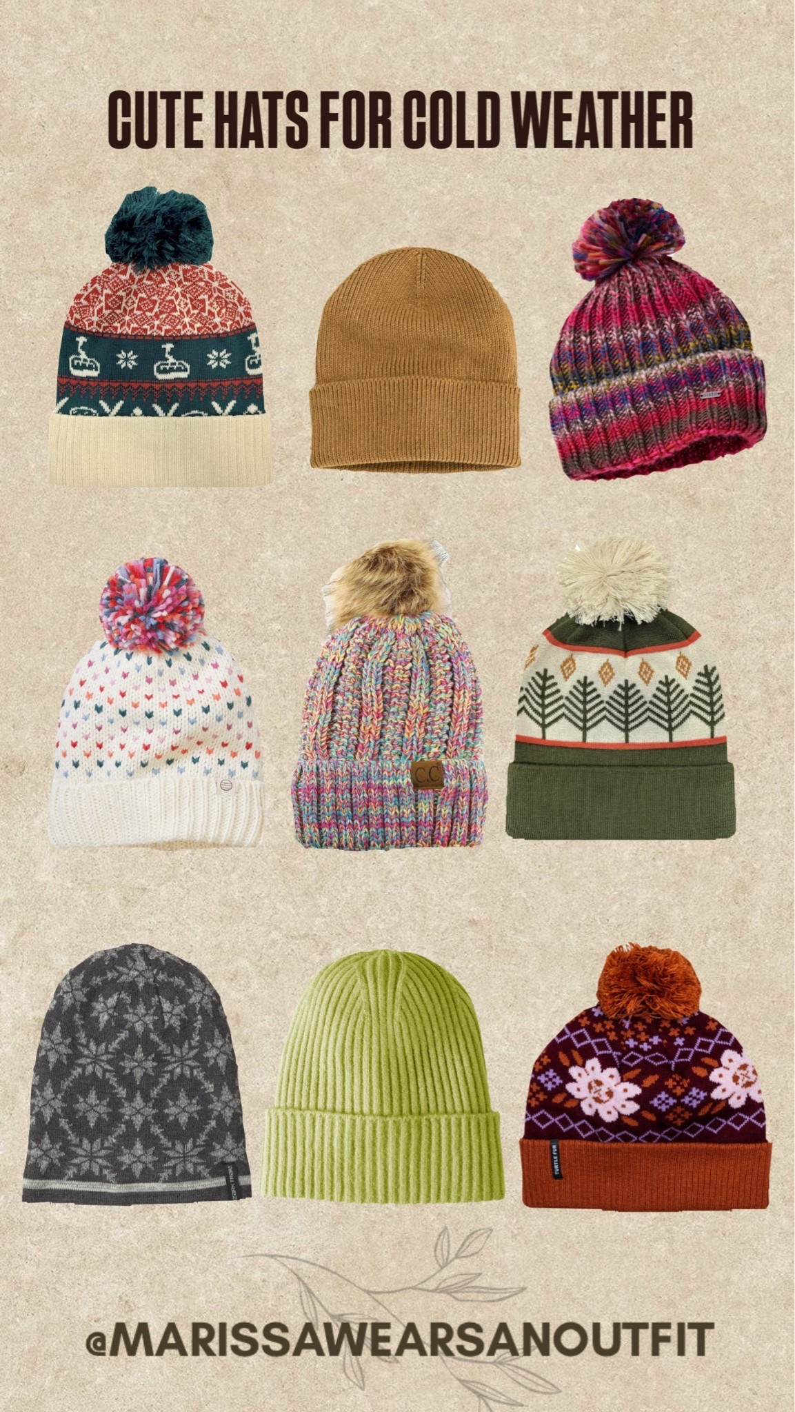 Some cute hats for winter! Love a cute pom pom hat and a colorful beanie 🙌🏽