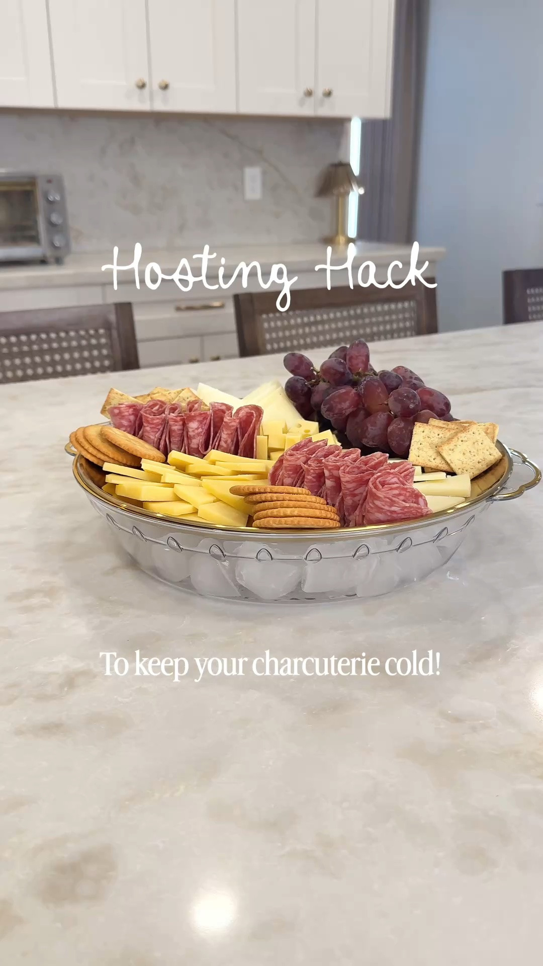 Hosting hack! No more sweaty cheese! This gorgeous serving platter sits on top of a chilled tray compartment, allowing you to add ice to keep the tray cold. Use for a variety of foods such as veggies, dips and shrimp cocktail.  

Available in gold, silver and rose gold! Many shapes and sizes linked

#LTKHome #LTKSeasonal