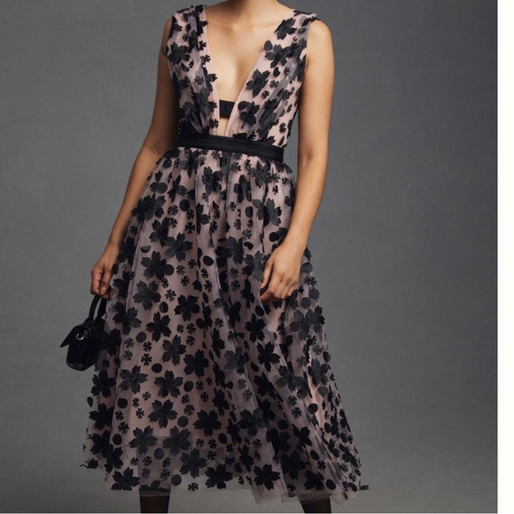 Anthropologie 3-D Floral Dress | Poshmark