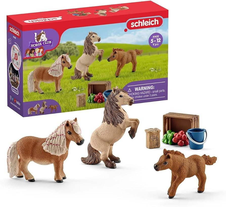 Schleich Horse Club - Miniature Shetland Pony Family - Kids Ages 5+ | 41432 | Amazon (US)
