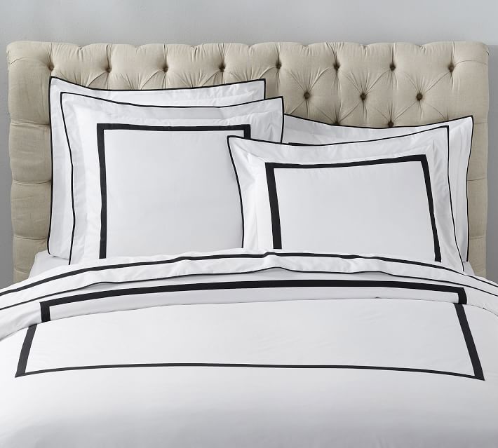 Morgan Banded 400-Thread-Count Organic Percale Duvet Cover & Shams | Pottery Barn (US)