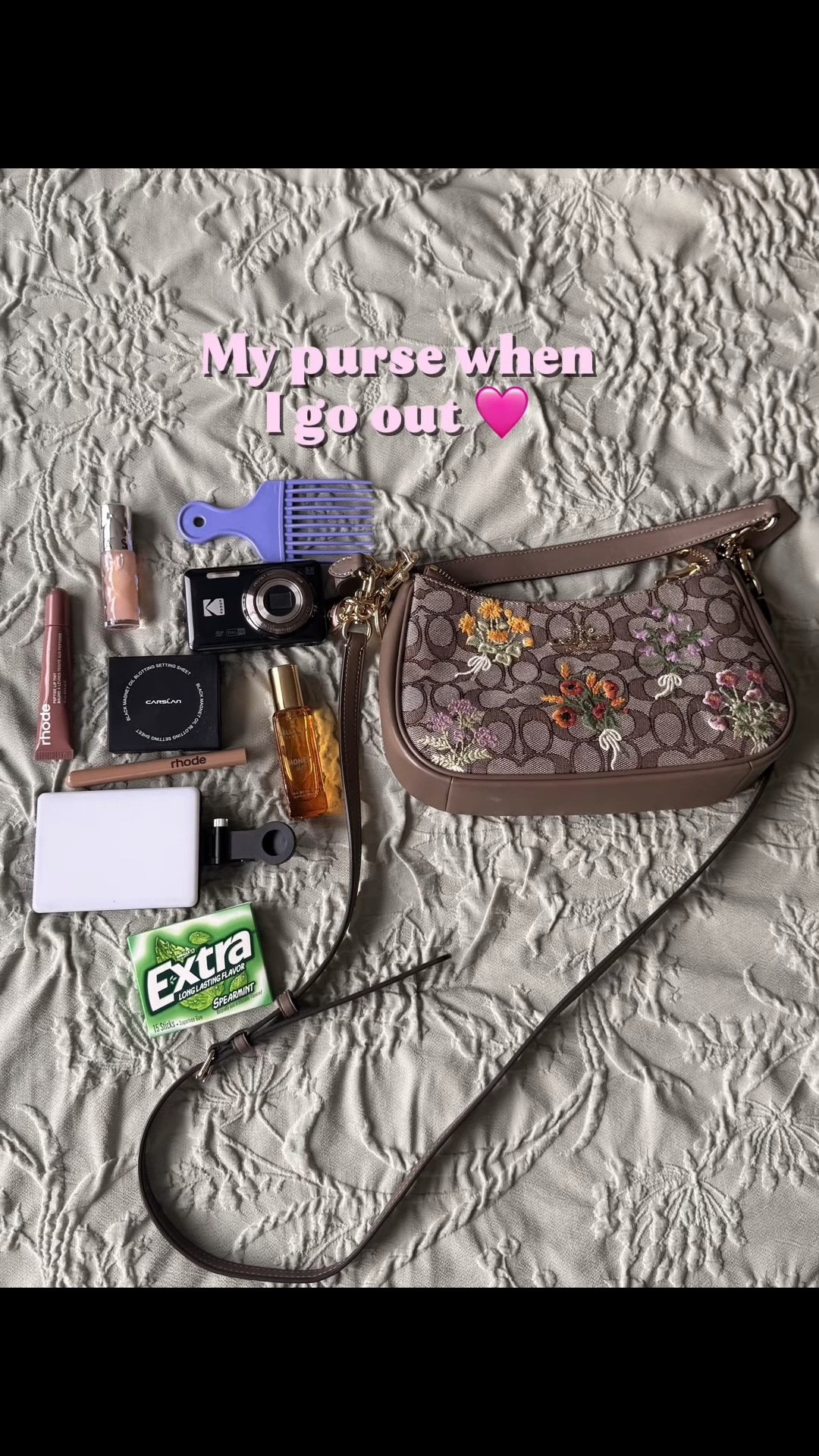 The important things I keep in my purse as a makeup girl and content creator 🩷
I love my Kodak pixpro fz45; such an affordable camera. Can’t miss a selfie light in this purse and gum 🤏🏽 Brown lip liner is a must as a black woman and at least 2 lip
products 🤣💋 can’t forget the 🪮 and a good smelling perfume. Currently trying this perfume so I will let you know how I like it. I love the blotting sheets; video coming next 💋 what’s in your purse ?

#LTKBeauty #LTKgrwm #LTKselfcare