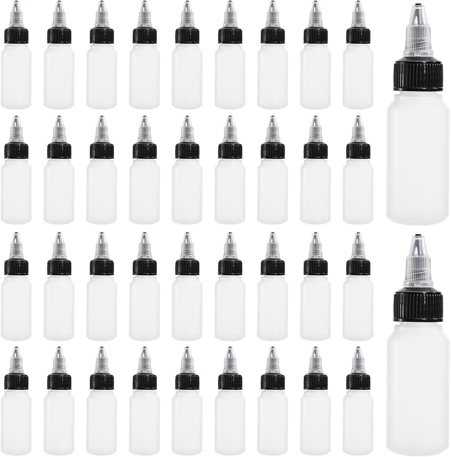 Bekith 40 Pack 1oz Dispensing Bottles, Boston Round HDPE Plastic Bottle with Twist Top Cap, Empty... | Amazon (US)