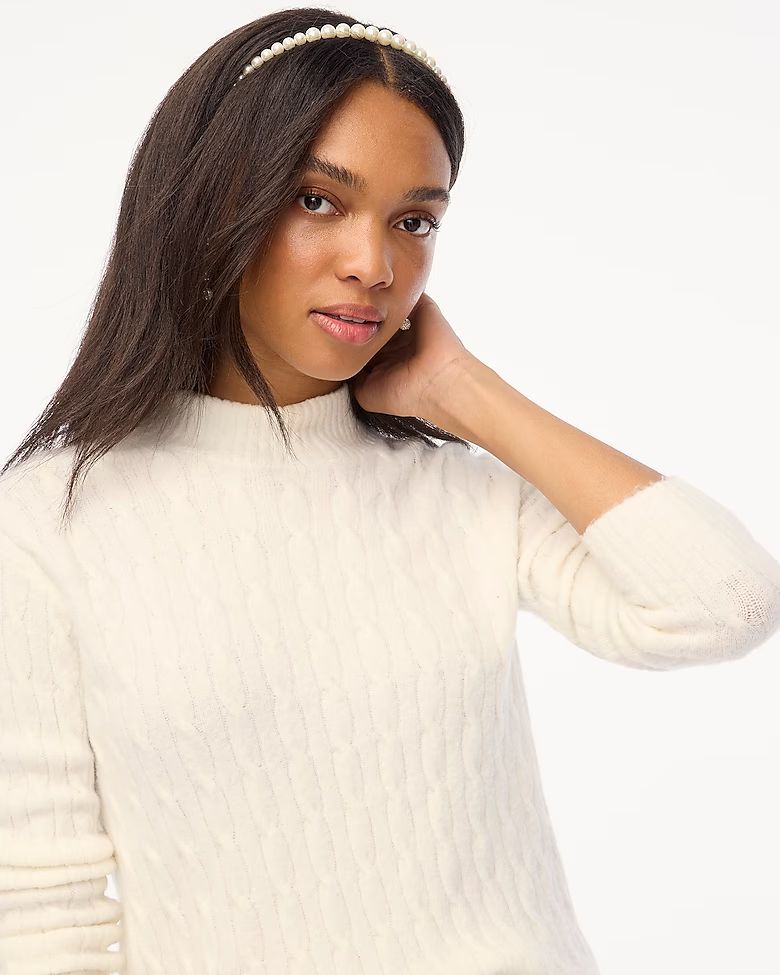 Cable-knit mockneck sweater in extra-soft yarn | J.Crew Factory