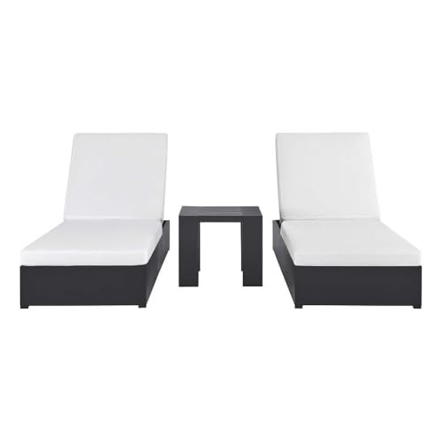 Modway Tahoe Aluminum Outdoor Patio Set of 2 Chaise Side Gray White, 3-Piece Set of Pool Lounge Chairs and Accent Table for Backyard Furniture | Amazon (US)