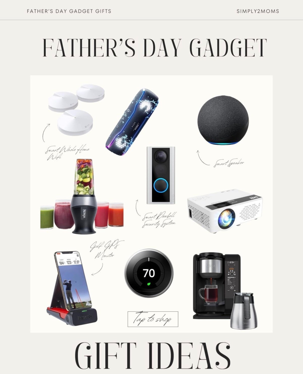 Father’s Day gadget gift ideas for dads who love practical tech, smart home hubs, portable speakers, smart thermostats, golf launch monitors, projectors, video doorbells, coffee makers, personal blenders, and wireless smart home accessories. Useful tech gifts for everyday life, home upgrades, hobbies, travel, and relaxing at home.

#LTKMens #LTKSeasonal #LTKHome