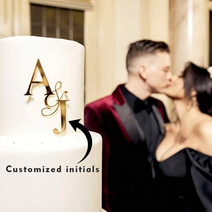1pc Customized Acrylic Wedding Cake Topper, Personalized Initial Cake Decoration, Suitable For Wedding, Engagement Cake Decoration | SHEIN