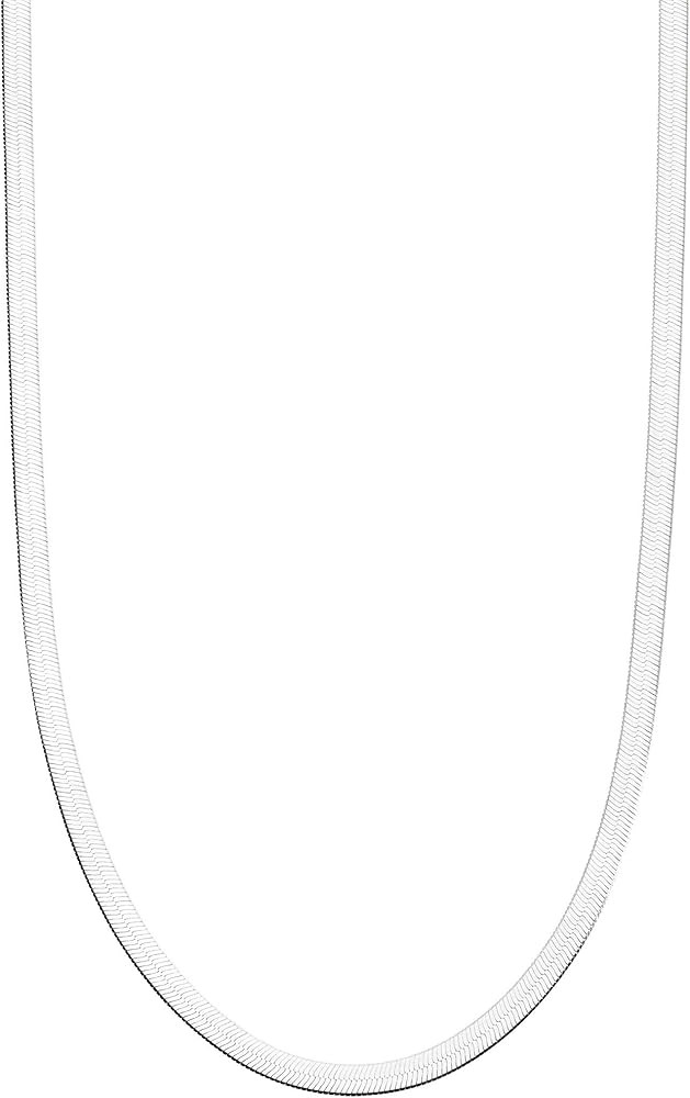 Miabella 925 Sterling Silver Italian Solid 3.5mm Flexible Flat Herringbone Chain Necklace for Wom... | Amazon (US)