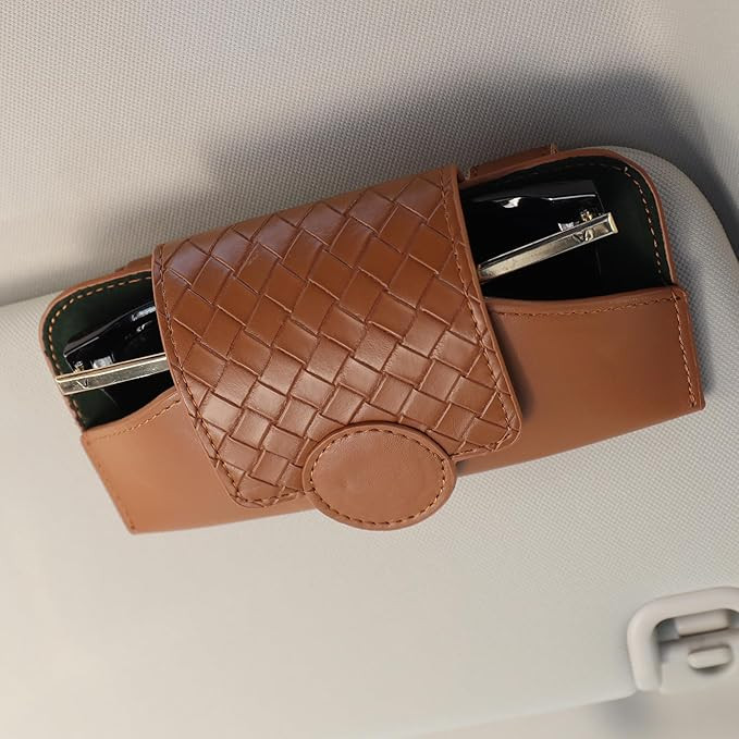 KINIVA Sunglasses Holder for Car Visor Leather Glasses Case with Clips for Car Visor Automotive I... | Amazon (US)