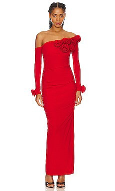 MISCREANTS Gathered Charlotte Dress in Red from Revolve.com | Revolve Clothing (Global)