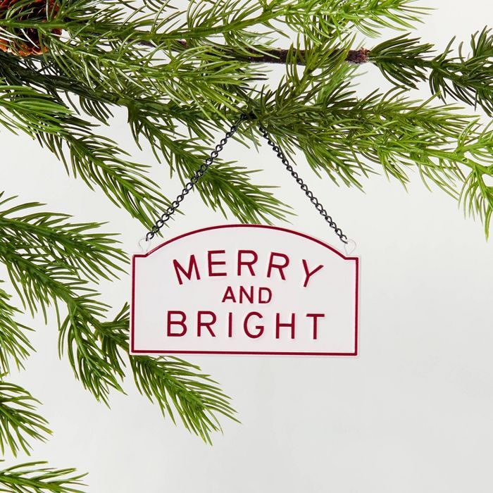 'Merry And Bright' Ornament Red/White - Hearth & Hand™ with Magnolia | Target