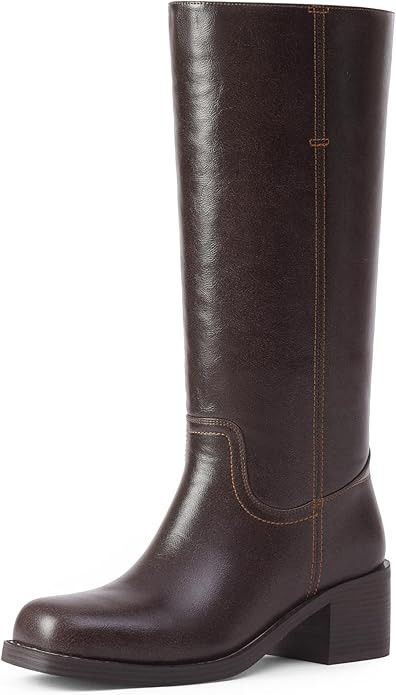 Mid Calf Boots for Women Chunky Block Low Heel Square Toe Comfortable Casual Trendy Stylish Boots | Amazon (US)