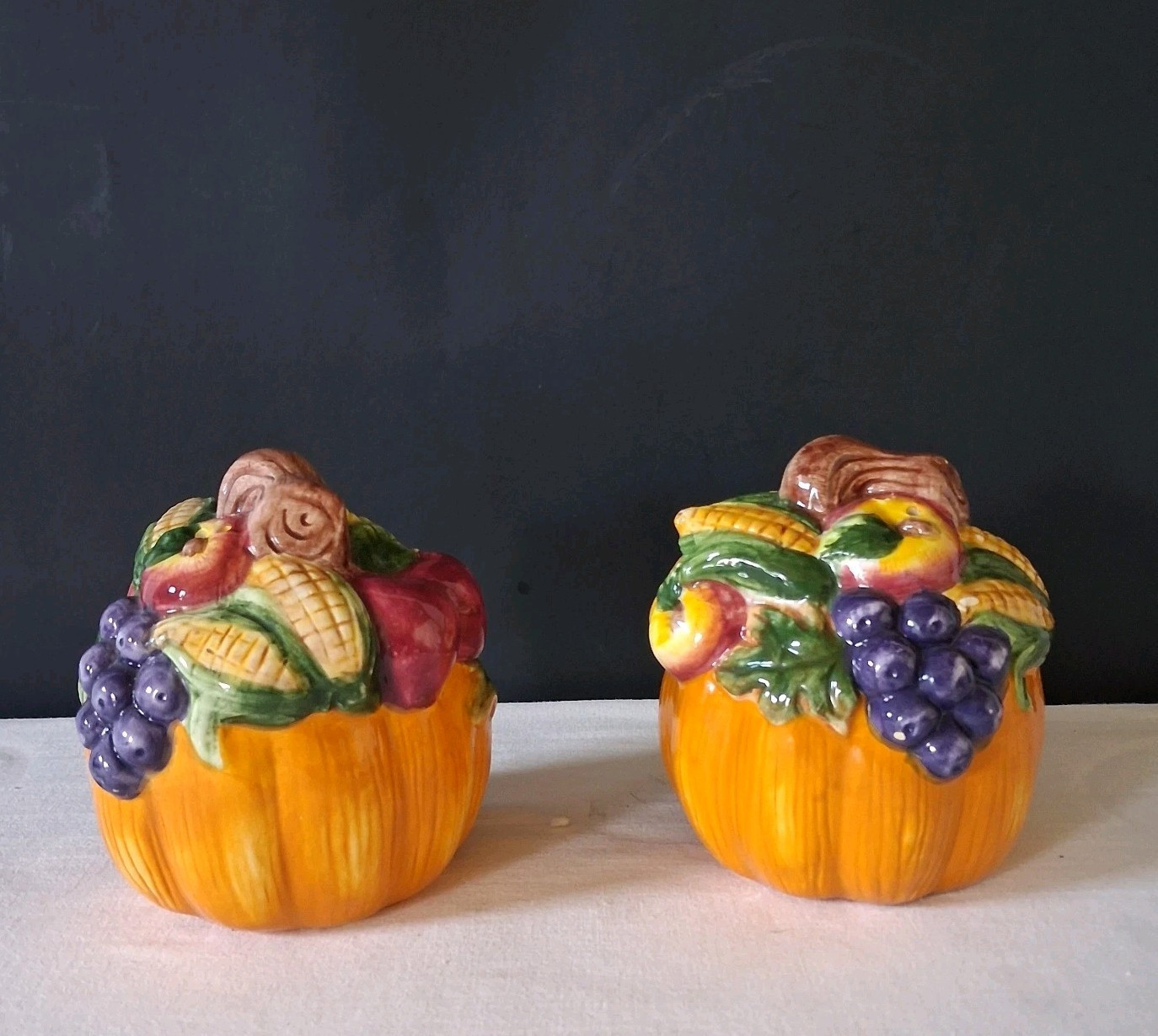 Fall Harvest Pumpkin Salt & Pepper Shakers Ceramic Autumn Thanksgiving | eBay CA