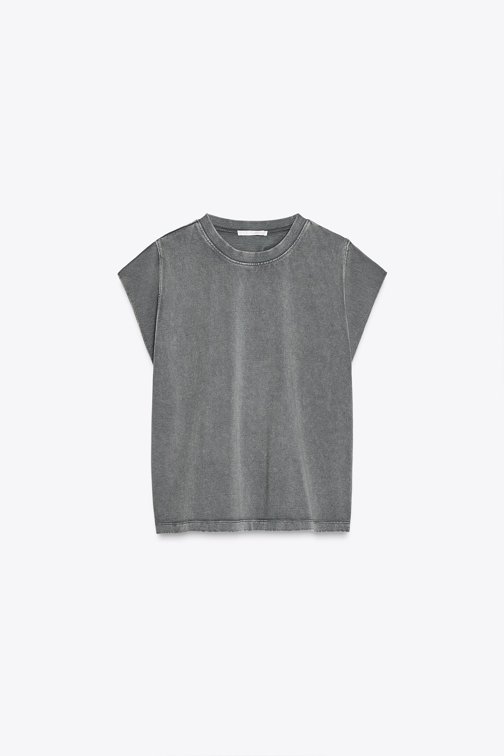 WASHED EFFECT SLEEVELESS T-SHIRT | Zara Canada
