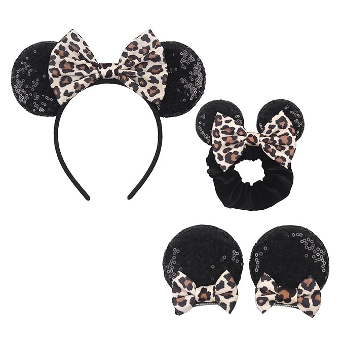 Leopard Mouse Ears Headband, Animal Party Headwear - Classic Ears Clips, Scrunchies, Princess Acc... | Amazon (US)