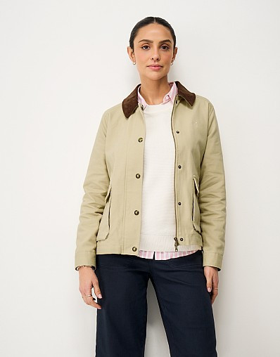 Shorter-Length Barn Jacket in Beige | Crew Clothing (UK)