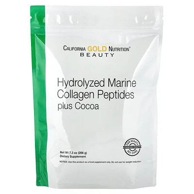 California Gold Nutrition, Hydrolyzed Marine Collagen Peptides with Cocoa, 7.3 oz (206 g) | iHerb