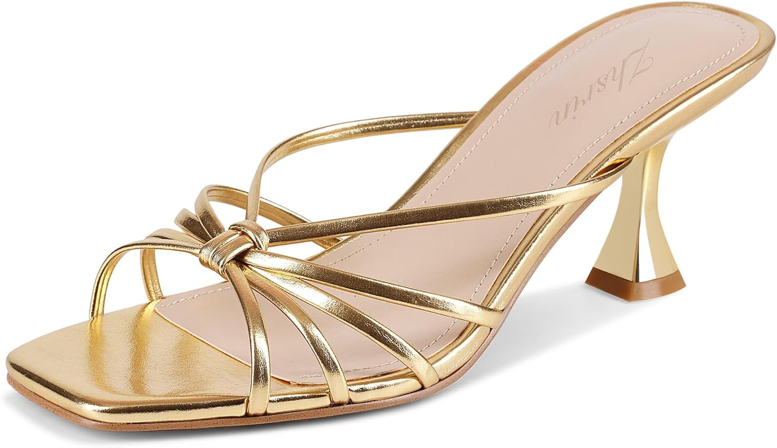 Strappy Mule Kitten Heels Sandals For Women Cute Knotted Square Open Toe Heel Women's Slip On Com... | Amazon (US)