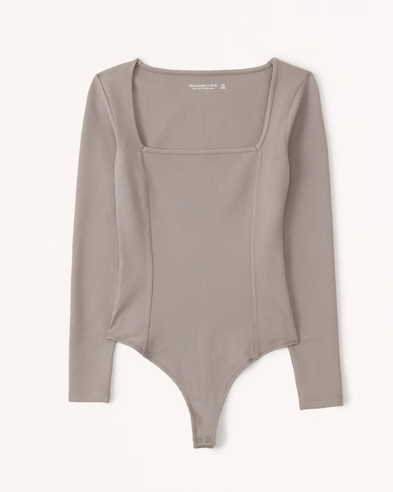 Women's Long-Sleeve Ponte Squareneck Seamed Bodysuit | Women's 30% Off Select Styles | Abercrombi... | Abercrombie & Fitch (US)