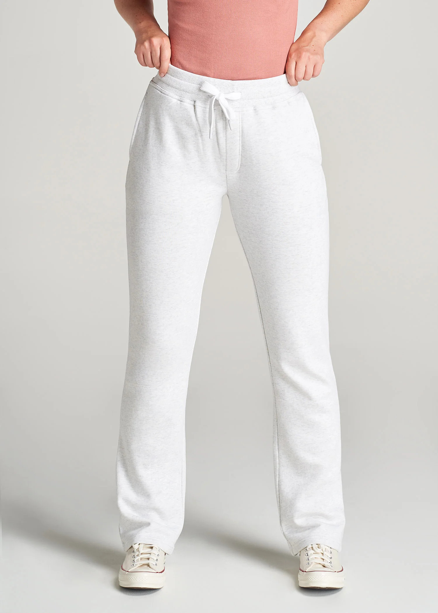 Wearever Fleece Open-Bottom Sweatpants for Tall Women in Heather Cloud White | American Tall