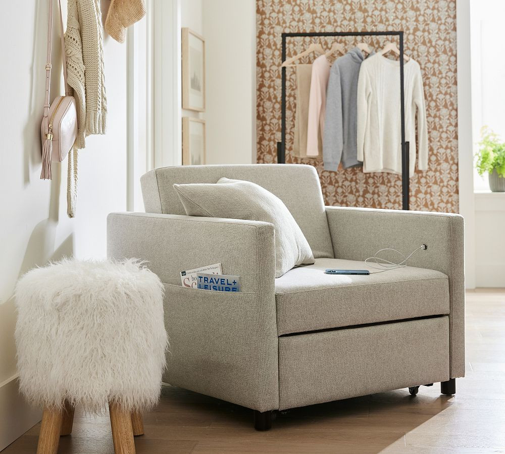 Pacifica Square Arm Upholstered Sleeper Armchair | Pottery Barn (US)