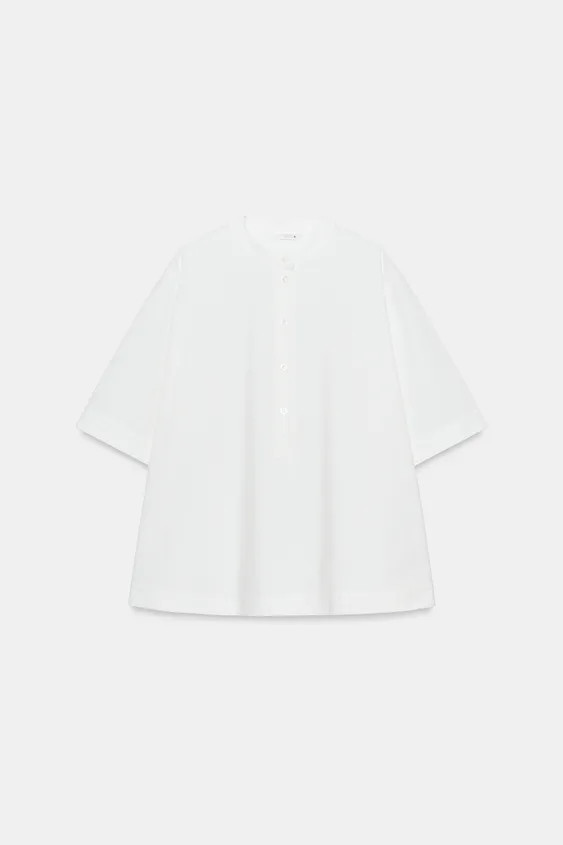 ZARA WOMAN COLLECTIONShirt made from a cotton blend yarn. Featuring a round neck and short sleeve... | Zara UK