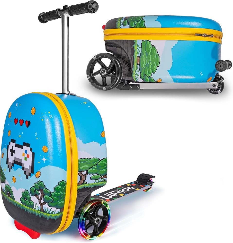 Hardshell Kids Ride-On Luggage with Scooter Suitcase – Carry-On Compliant with LED Light-Up Whe... | Amazon (US)