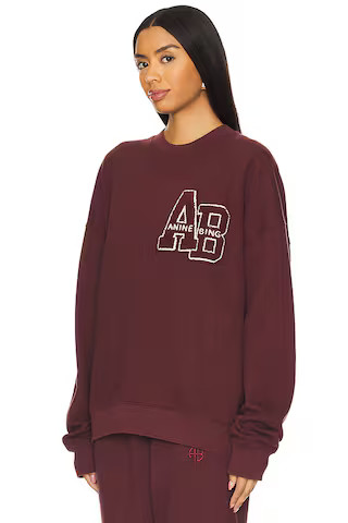 Miles Oversized Sweatshirt Letterman in Dark Burgundy | Revolve Clothing (Global)