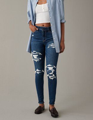 AE Next Level High-Waisted Patched Jegging | American Eagle Outfitters (US & CA)