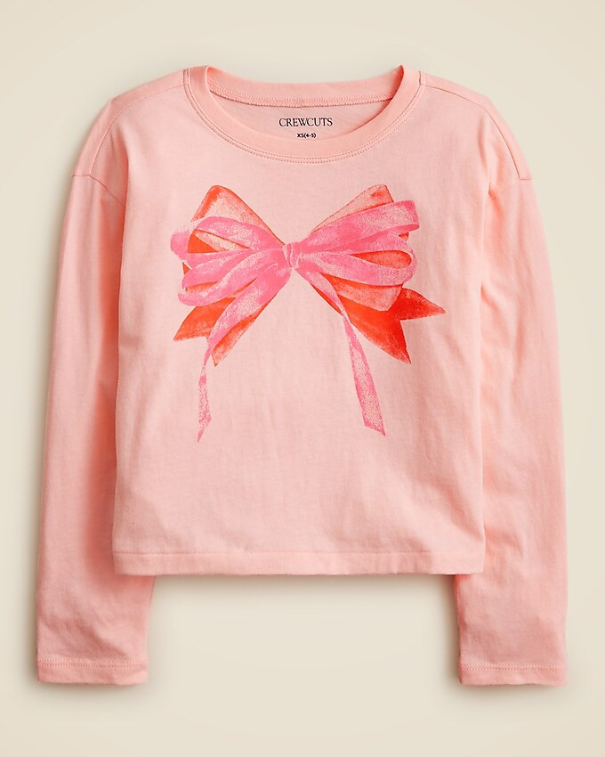 Girls' long-sleeve glitter bow graphic T-shirt | J. Crew US