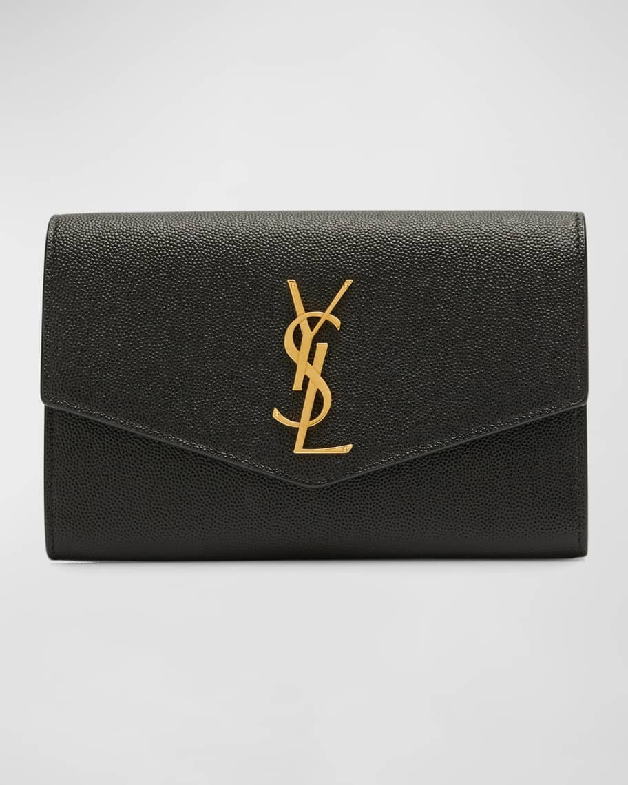 Uptown YSL Wallet on Chain in Grained Leather | Neiman Marcus
