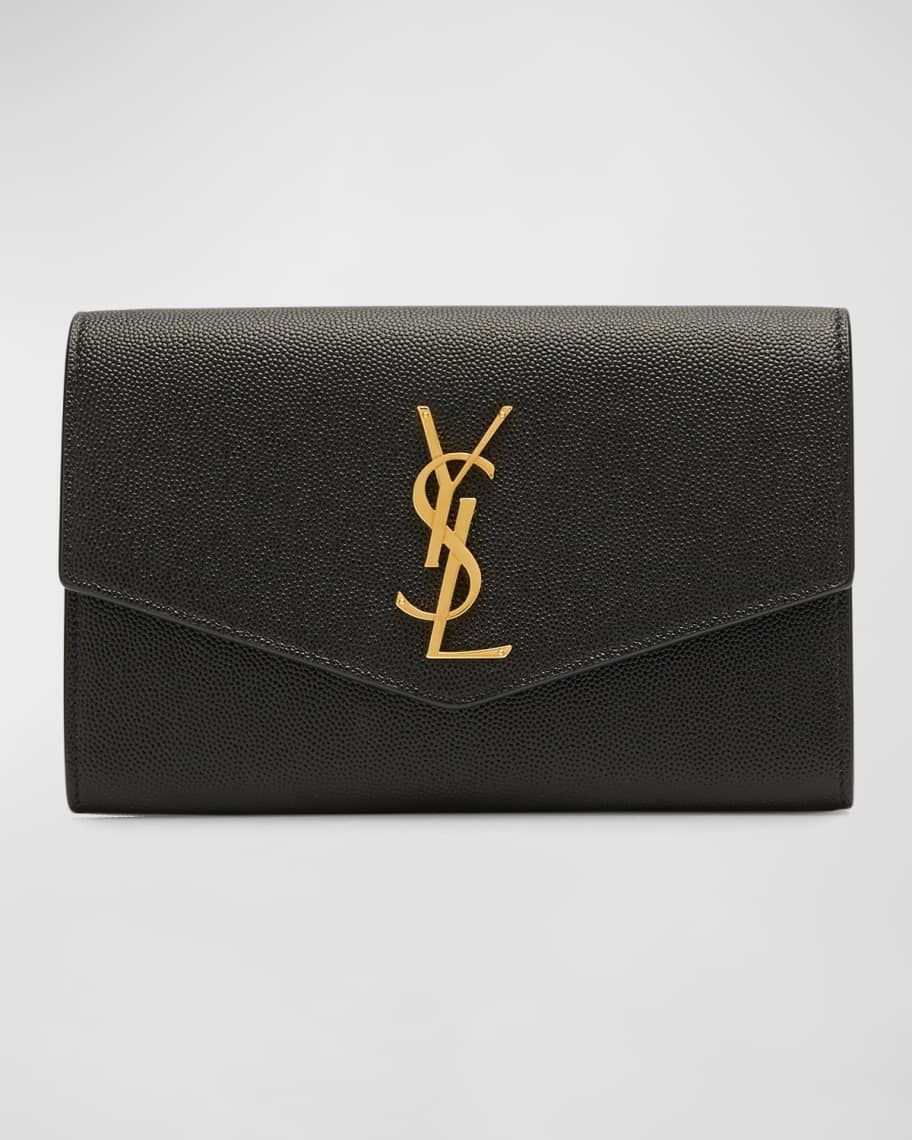 Saint Laurent Uptown YSL Monogram Grain de Poudre Wallet on Chain w/ Card Case | Neiman Marcus