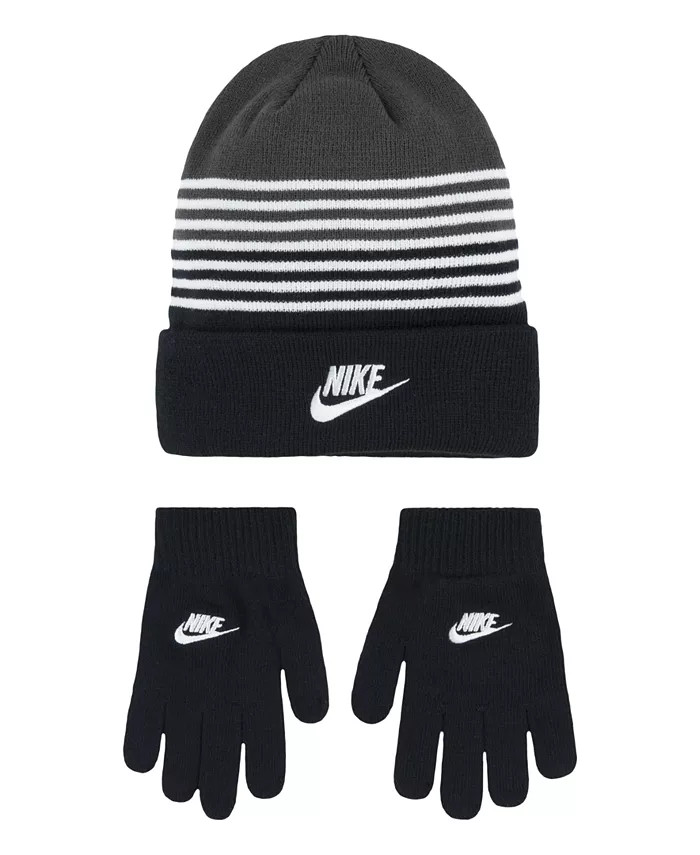 Big Boys Striped Beanie and Gloves Set | Macy's