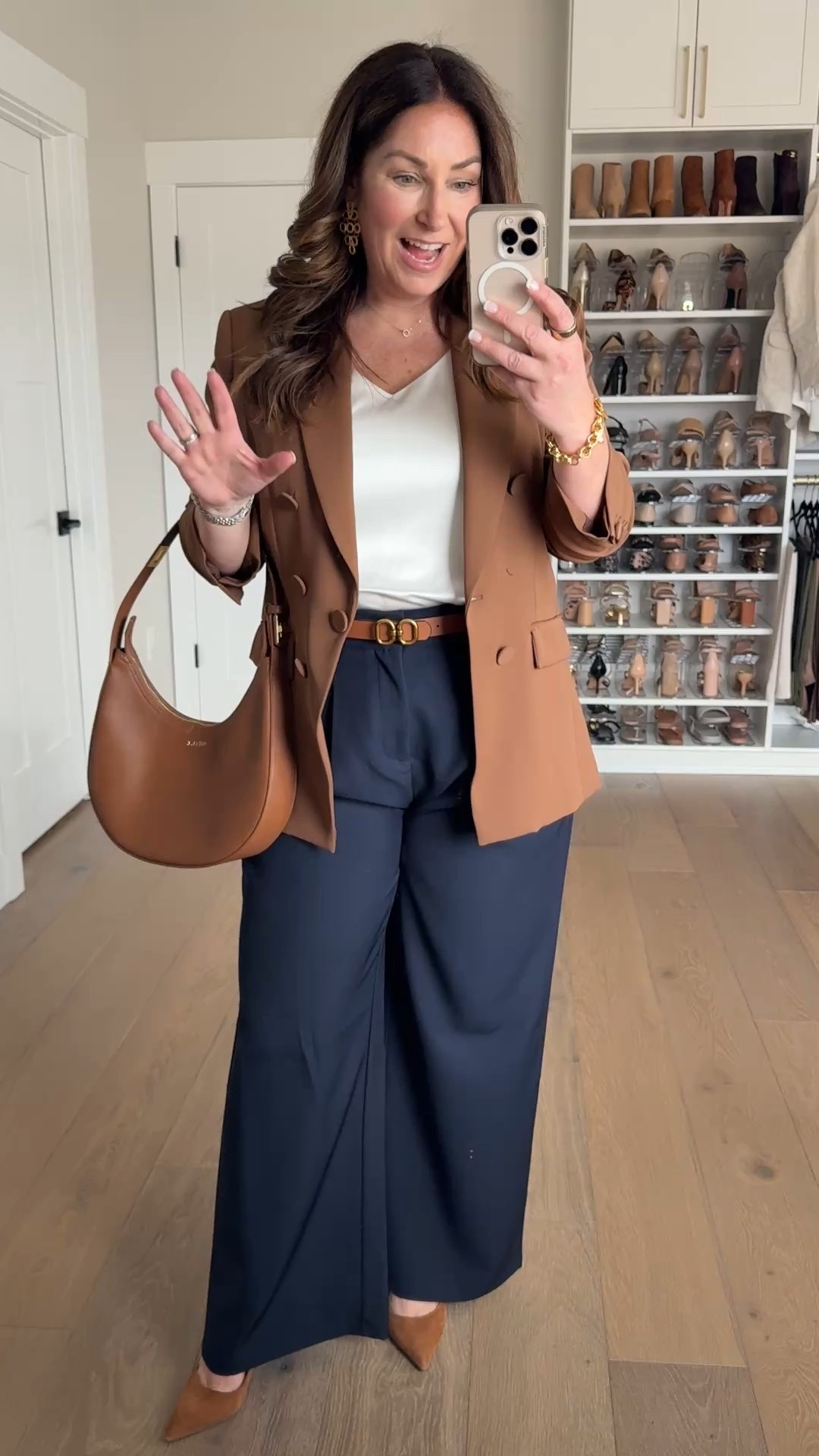 Classic Workwear outfit with navy pleated trouser pants, size up if in-between wearing XL for 12/14. Tank tts, L // Veronica Beard jacket in 14 but linked similar as well 

#workwear #midsize #business 

#LTKWatchNow #LTKMidsize #LTKOver40