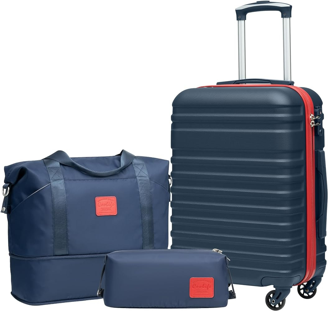Coolife Suitcase Set 3 Piece Luggage Set Carry On Hardside Luggage with TSA Lock Spinner Wheels (... | Amazon (US)