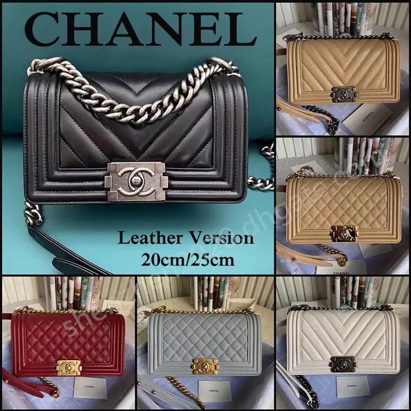 Premium DUPE Fashion Small Boy Cha-nel Women's Handbag 20cm/25cm Leather Chain Shoulder Bags | DHGate