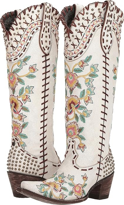 Double D Ranch by Old Gringo Women's Almost Famous Western Boot Snip Toe White 10 M US | Amazon (US)