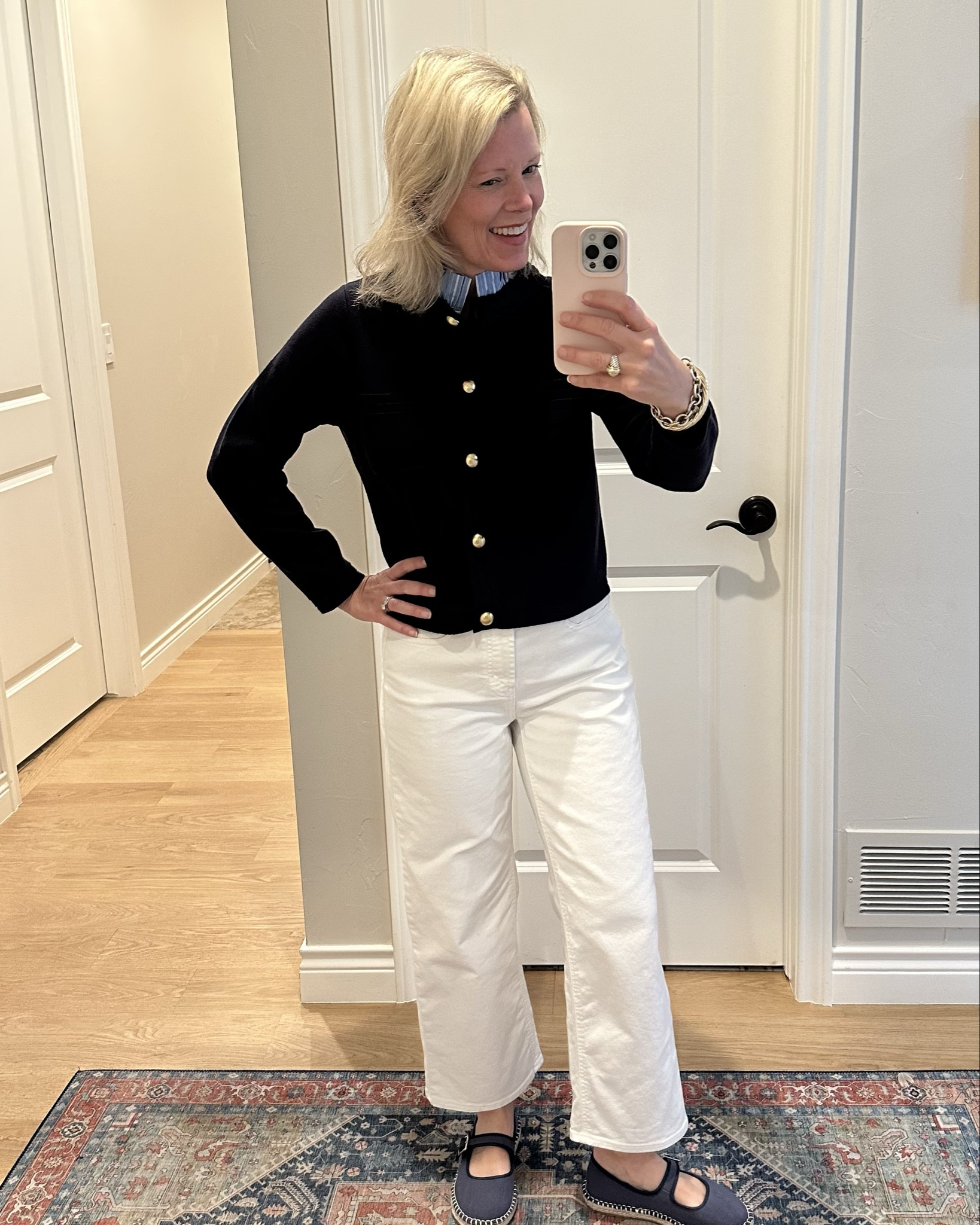 Absolutely love this adorable sweater from Walmart! I bought my regular size small and really like the way it fits. I love the length of it. Not too long and not too short. The little ruffle collar is so cute!!🩵

#LTKWorkwear #LTKFindsUnder50 #LTKSeasonal