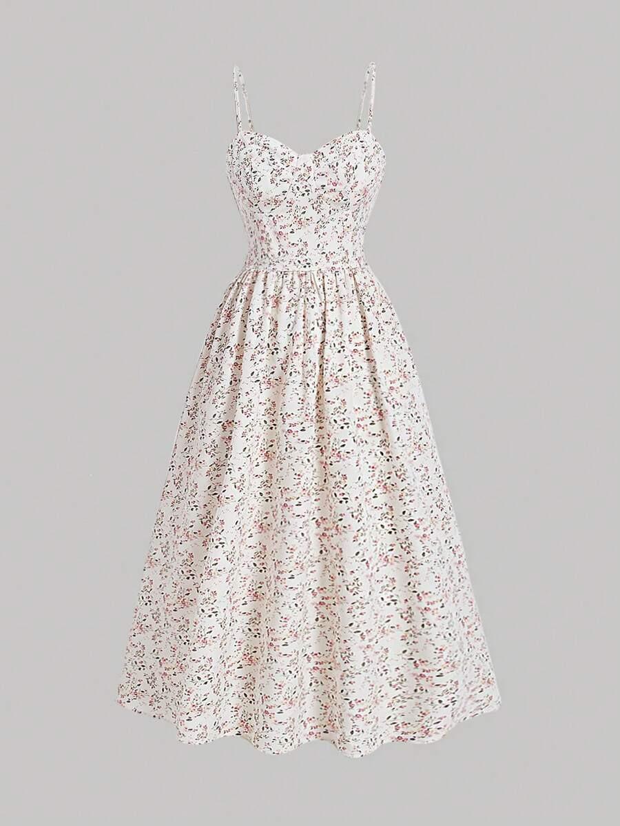 SHEIN MOD Break Long Dress Ditsy Floral Print Cami Dress Summer Clothes | SHEIN