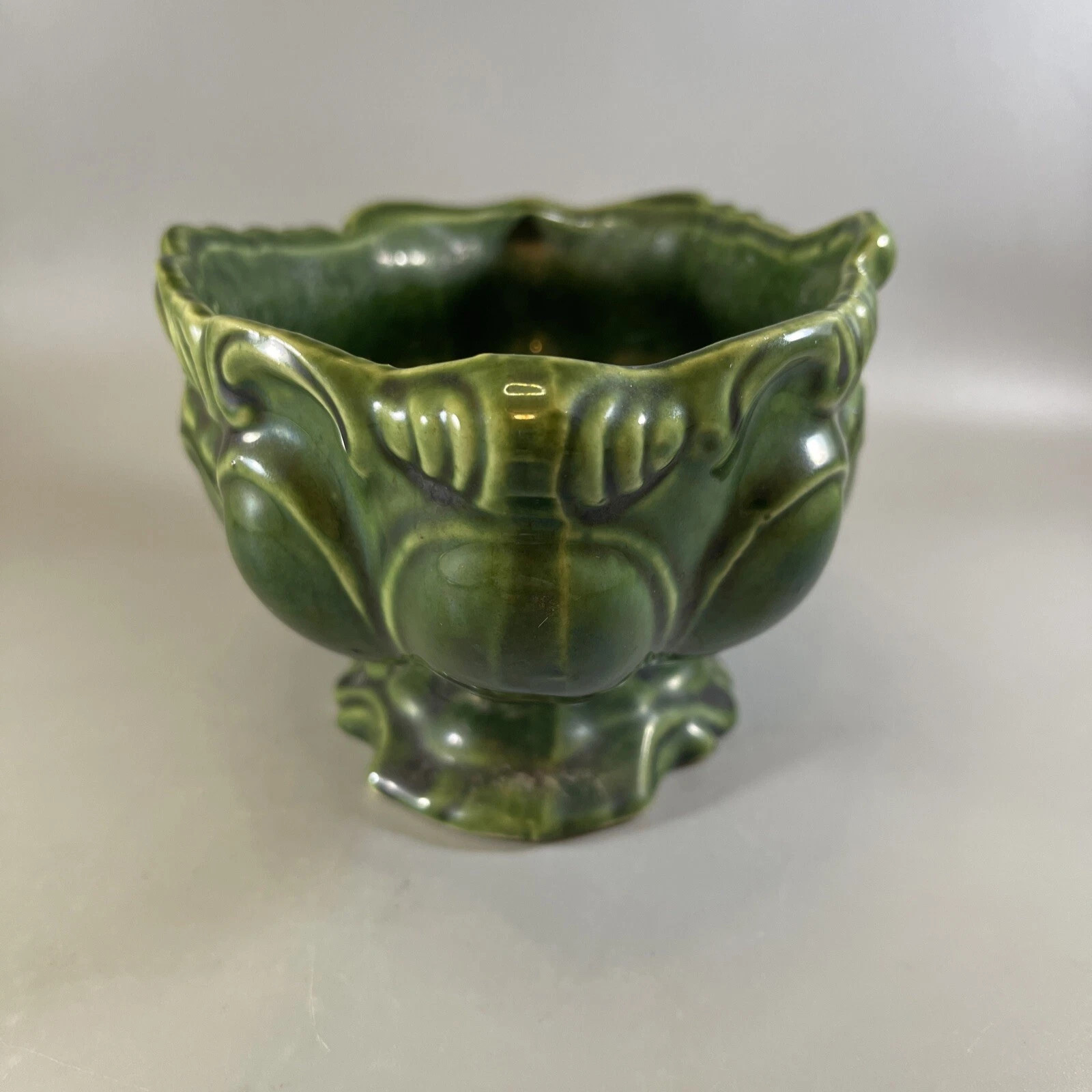 Vintage California USA Pottery #197  Green Ornate Oval Shaped Planter | eBay US