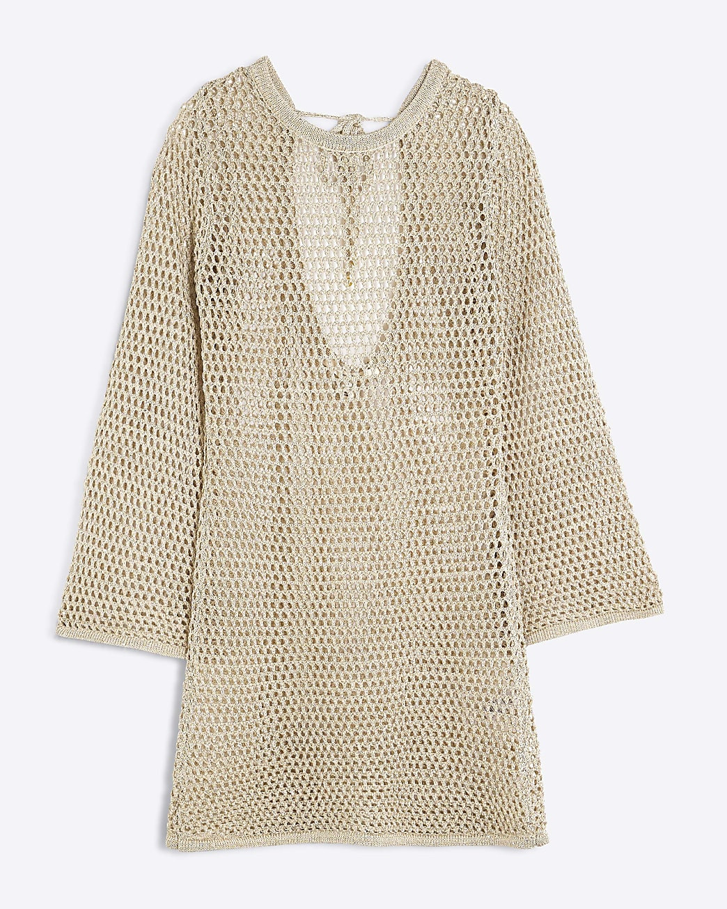 Gold Metallic Knit Tunic Mini Dress | River Island UK & IE