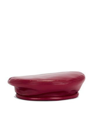 Rowen Rose Leather Beret in Bordeaux - Wine. Size all. | FWRD 