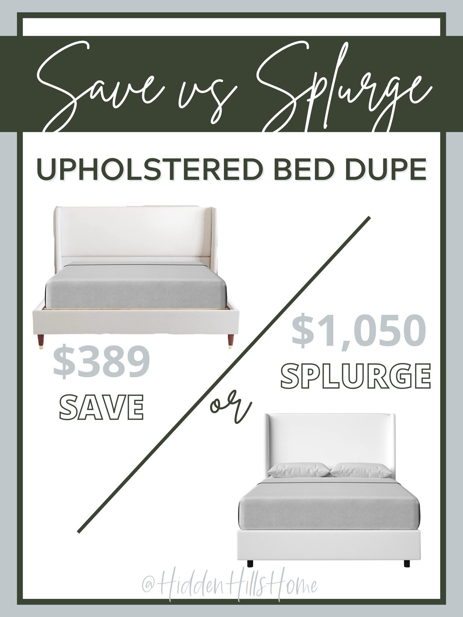 Save vs splurge, upholstered bed dupe, Tilly bed dupe, home decor dupe #bed 

#LTKsalealert #LTKhome