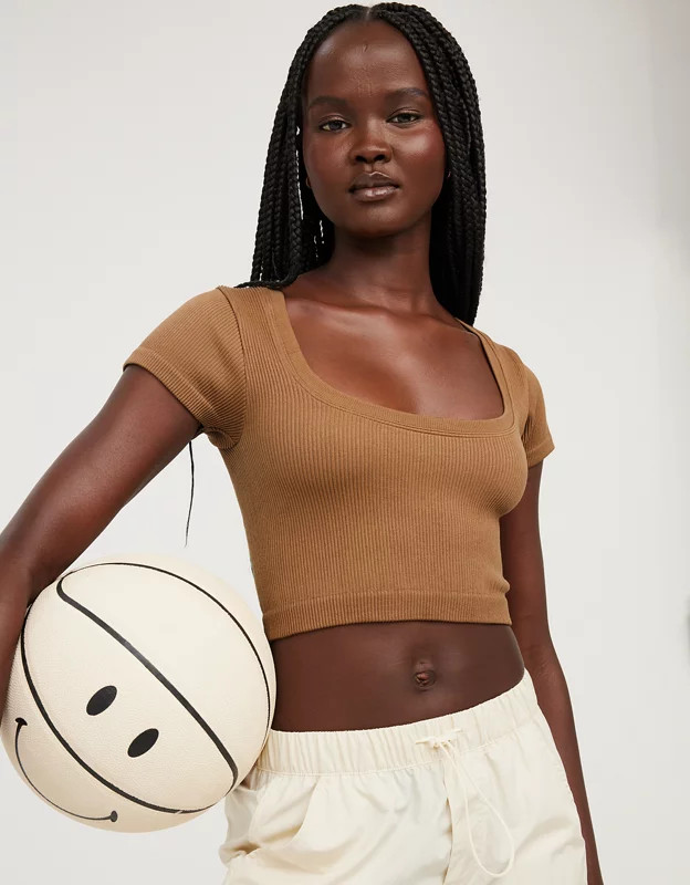 OFFLINE By Aerie Seamless Rib Scoop T-Shirt | American Eagle Outfitters (US & CA)