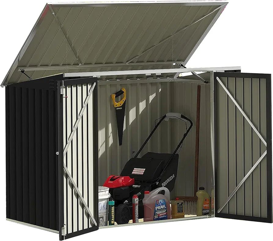 Amazon.com : Devoko Outdoor Storage Shed 5.8 x 3.3 FT Metal Trash Shed Waterproof Outside Storage... | Amazon (US)