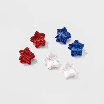Americana Glitter Finish Mini Star Hair Clip Set 6pc - Red/Blue/White | Target