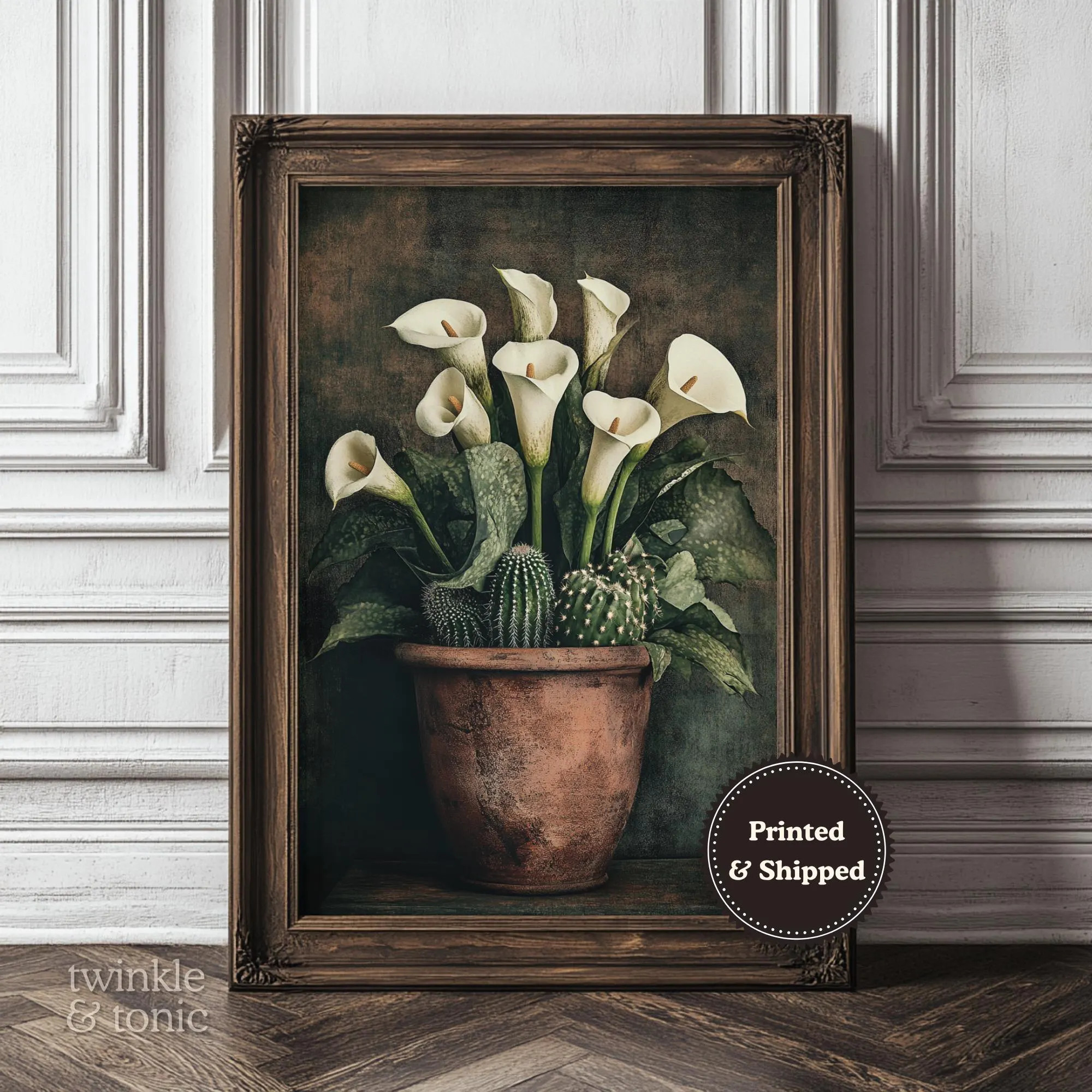 Vintage Calla Lily and Cactus Print, Mexican Home Decor, Dark Academia Print, Moody Floral Poster, Rustic Still Life Art Printed and Shipped | Etsy (Global)