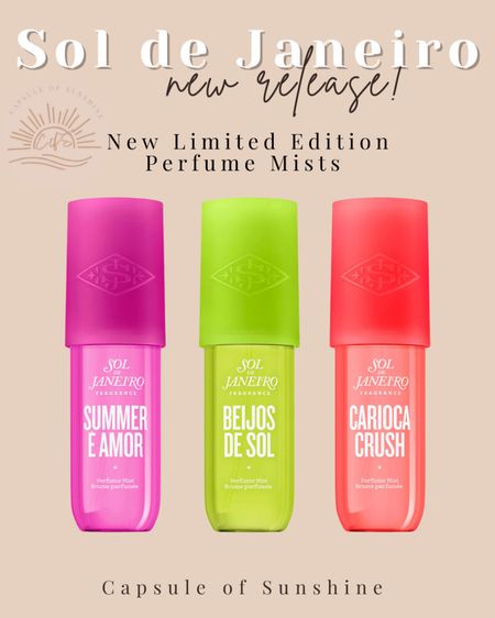 Sol de Janeiro new release! 3 new Limited Edition Perfume Mists in Summer E Amor, Beijos de Sol, and Carioca Crush 

#LTKBeauty #LTKGiftGuide #LTKFindsUnder100